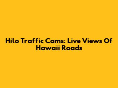 Hilo Traffic Cams: Live Views Of Hawaii Roads